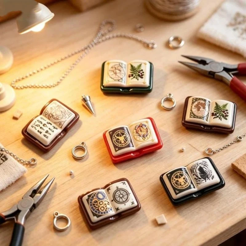 5/10/20pcs Mini Resin Magic Book Charms With Vintage Patterns And Multiple Styles Perfect For DIY Crafts Jewelry Phone Case Dec
