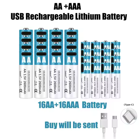 AA AAA 1.5V rechargeable Battery 2600mAh rechargeable lithium ion battery AA 1.5V USB fast charging lithium ion battery