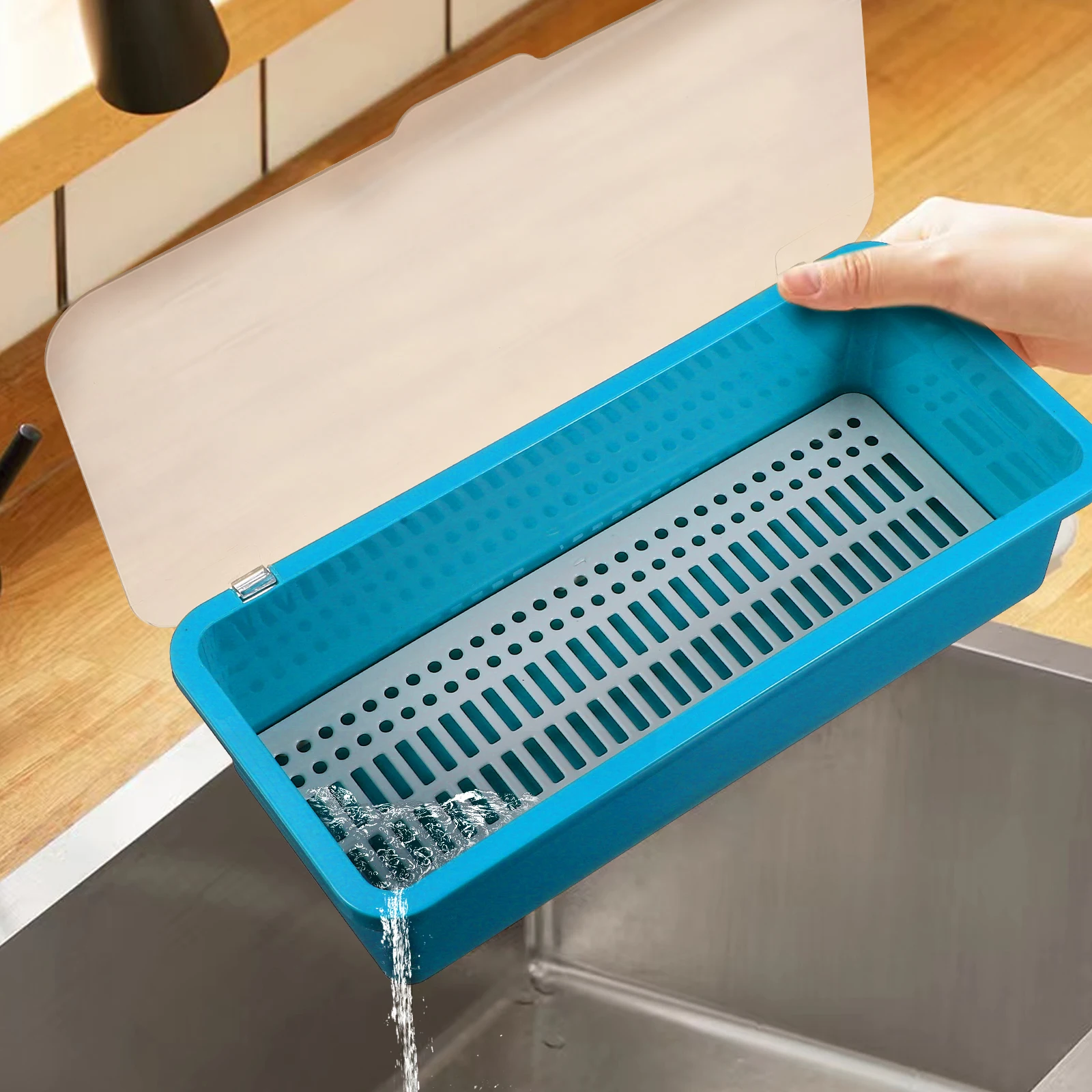 

2 pcs Chopsticks Storage Box Extended Section Plastic Utensil Drawer Organizer Tray with Lid cutlery organiser silverware