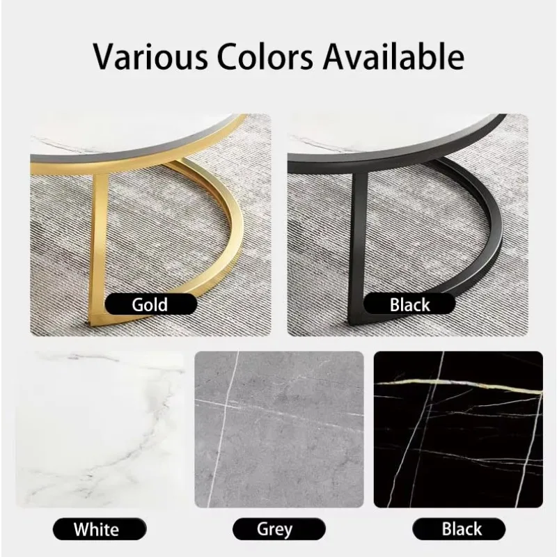 Nordic Modern Luxury Marble Top Round Nested Coffee Table Set Family Apartment Office Bar Perfect Living Room Furniture