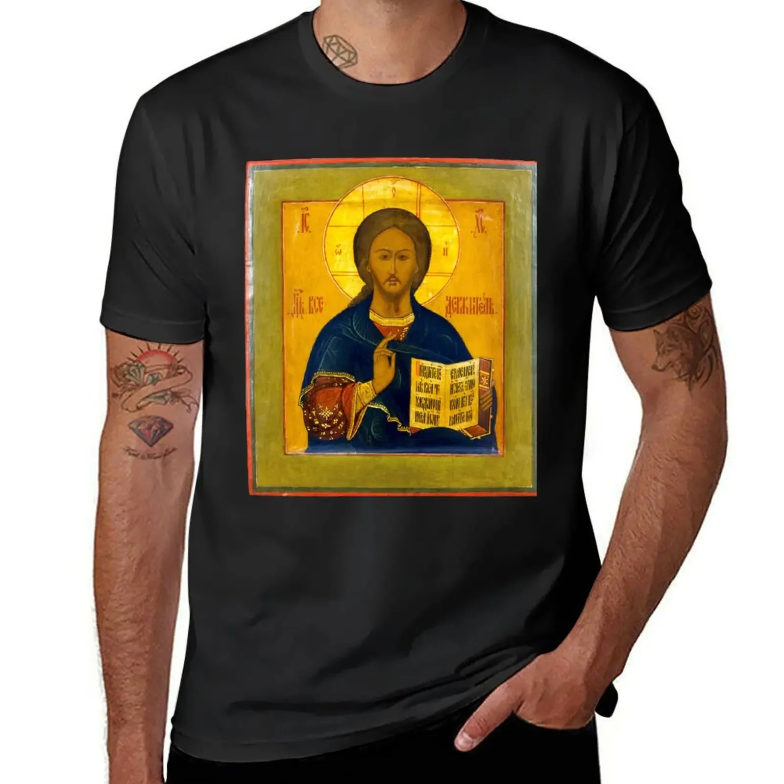 Jesus Christ Russian Eastern Orthodox Icon T-Shirt hippie clothes basketball graphic tees men t shirts high quality