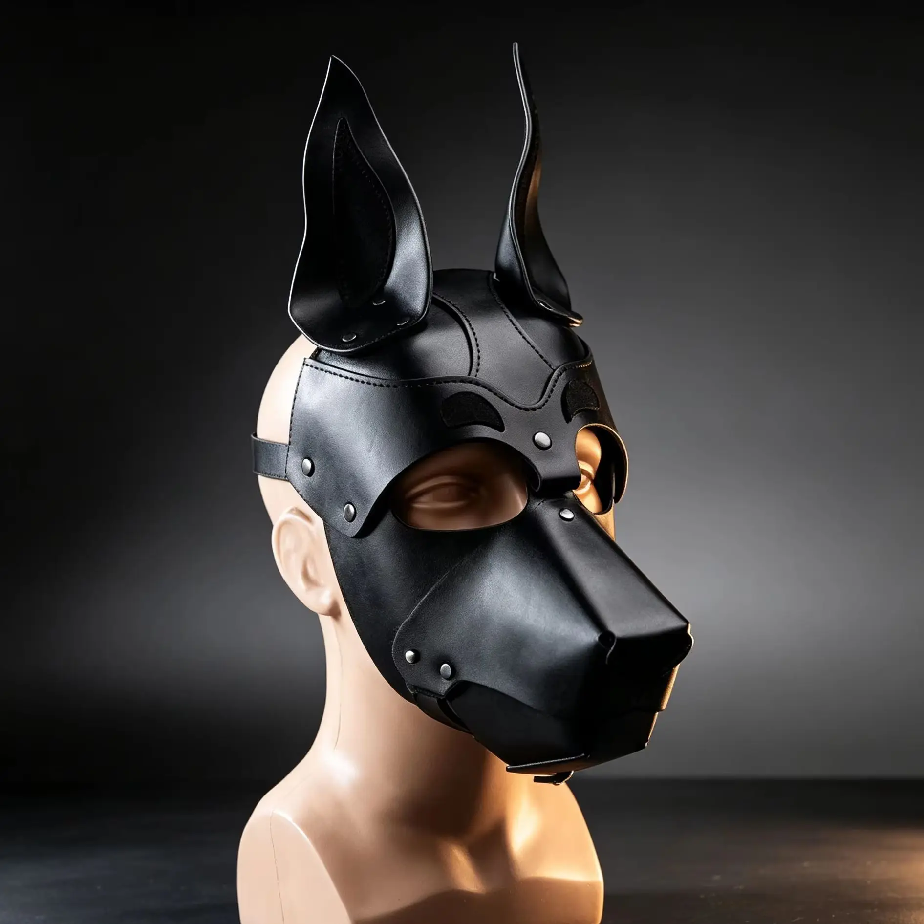 Faux Leather Dog Inspired Full Face Animal Mask Metal Rivet Ornament Adjustable Back Strap Adult Cosplay Costume Accessory 2026