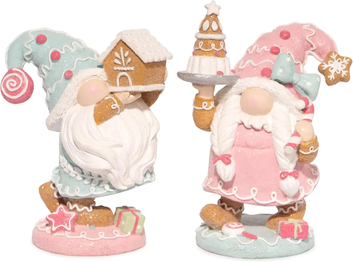 2PCS Christmas Gingerbread Man Gnome Handmade Swedish Tomte Figurines for Xmas Party, Home Decor, and Gifts