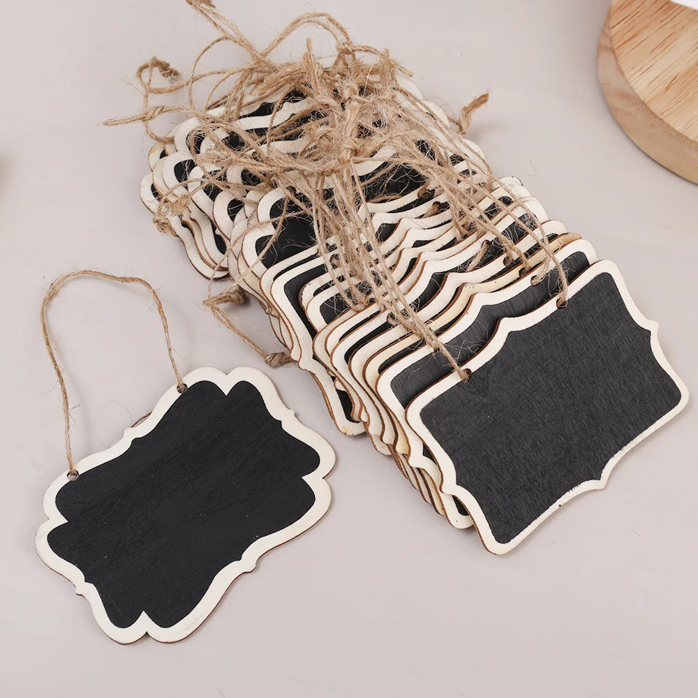 แขวนไม้คู่ด้านข้างกระดานดํา DIY ที่ถอดออกได้ Lanyard ข้อความงานแต่งงานตกแต่ง Chalkboard Reusable