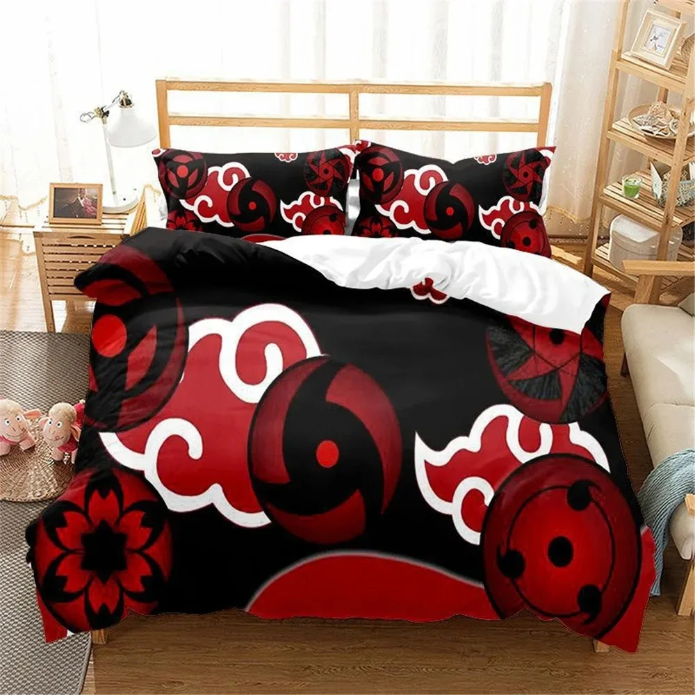 Red Cloud Anime 3D Cartoon Duvet Cover Sets Comforter Bed LinenKids Bedding Set Akatsuki Japan Twin Queen King Single Size Gift