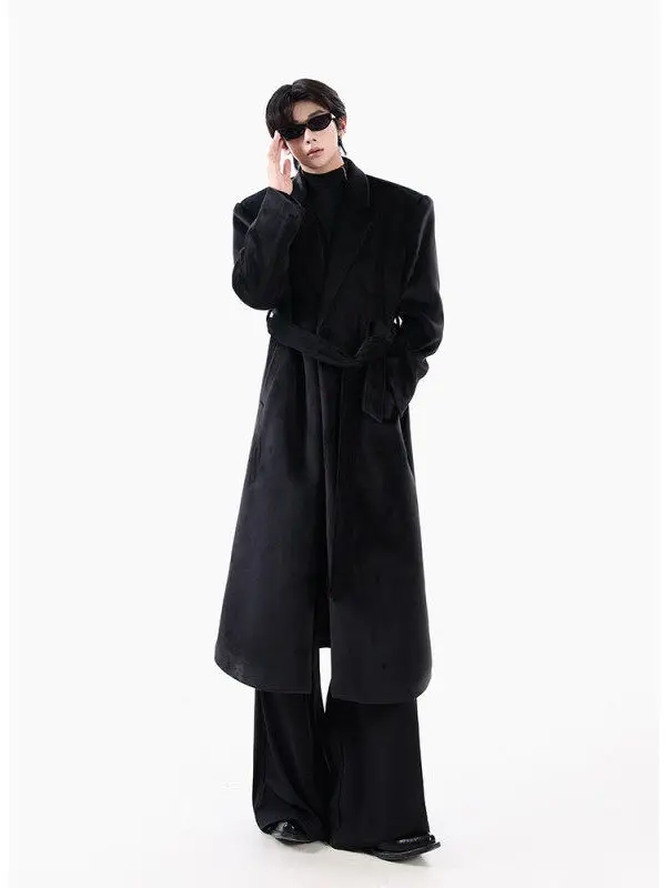 

Men's Velvet Long Korean Sle oulder Pad Winter Coat Stand Fit Faion Urban Polyester Fiber Warmth Daily Wear China