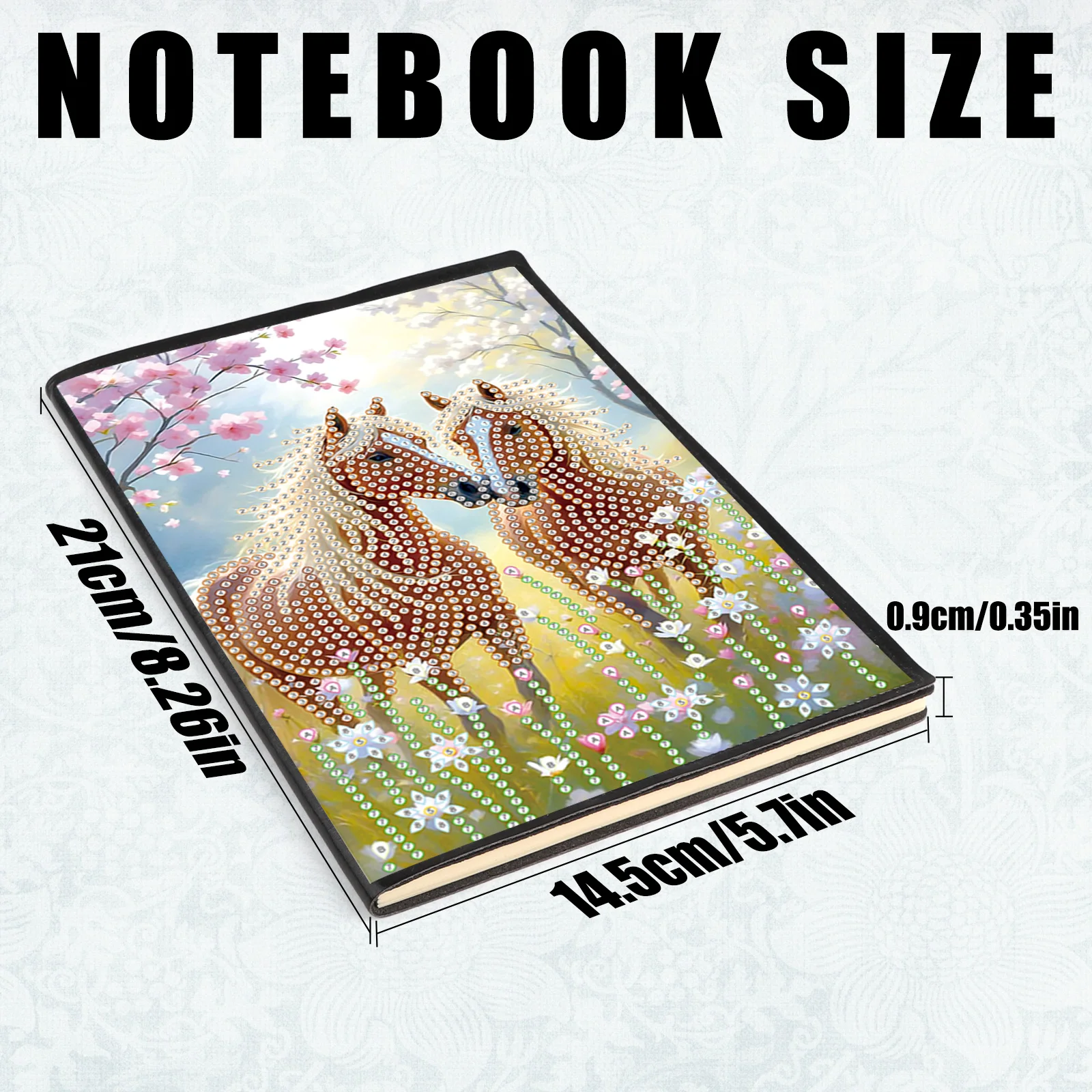 Diamond Art Painting Notebook Kits for Adults,The ponies Notebook Special shape Diamond Art Dots for Creative office Art Gift view 3