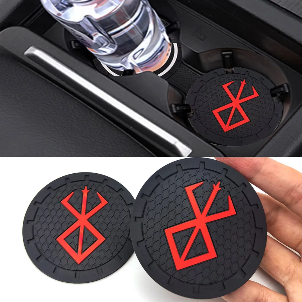 1 / 2PCS 66MM DIY Anime Sticker Anti Slip Mat Car Water Cup Slot Car Coaster Decoration Interior Accessories Auto Styling