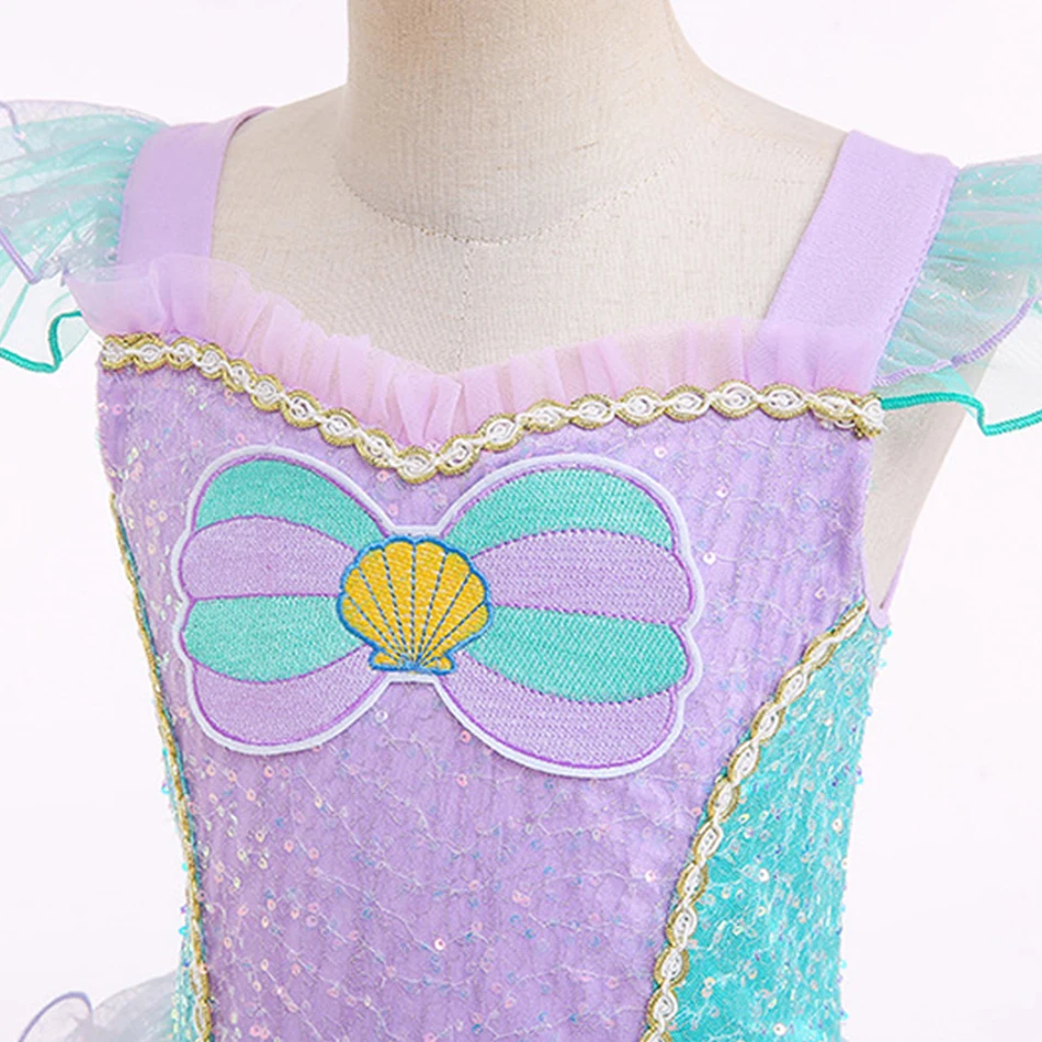 Mermaid Dress Girls Ariel Cosplay Princess Costume Children Carnival Birthday Party Clothes Fantasy Vestido Kid Role Play Outfit