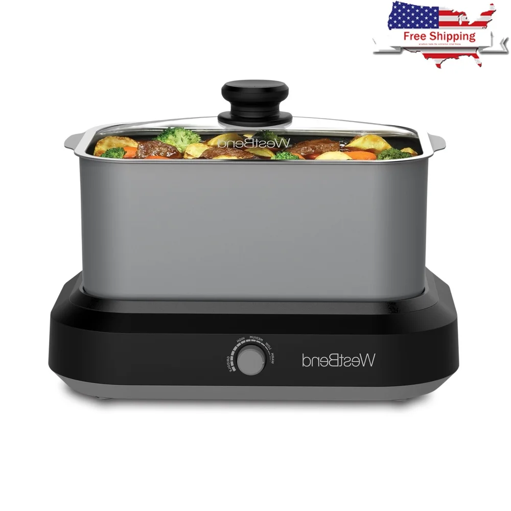 

Versatile 1qt Slow Cooker Electric Griddle Oven Roaster Adjustable Temperature Non-Stick Cooking Pot Dishwasher Safe Includes
