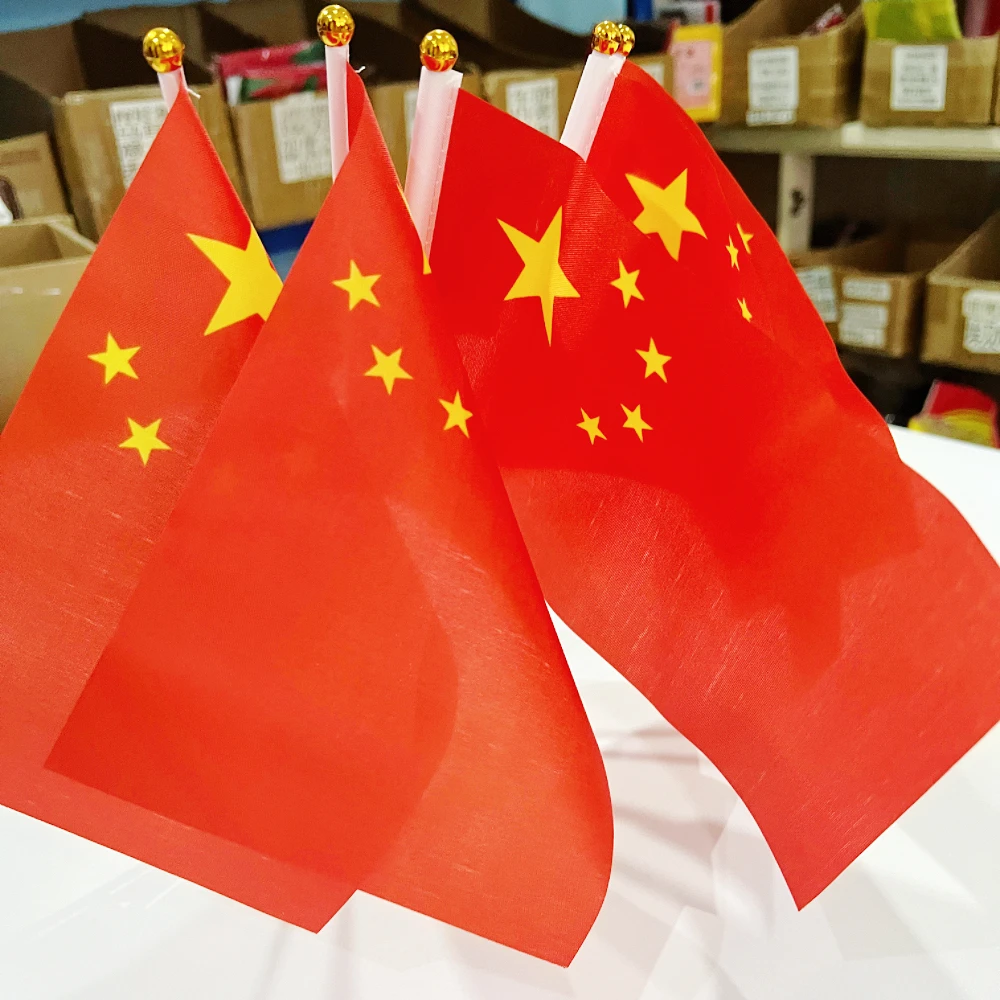 CHINA National flag14x 21cm  CHINESE flags hand waving flags With Plastic Flagpoles For Sports Activity home Decor