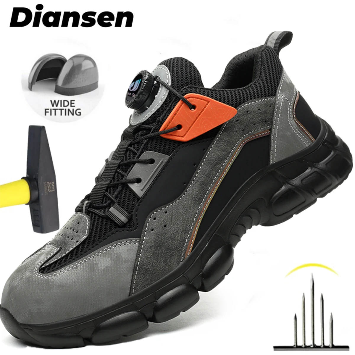 Rotary Button Work Shoes Anti Stab Anti Smash Safety Boots Indestructible Work Boots Men Breathable Smash Resistant Footwears