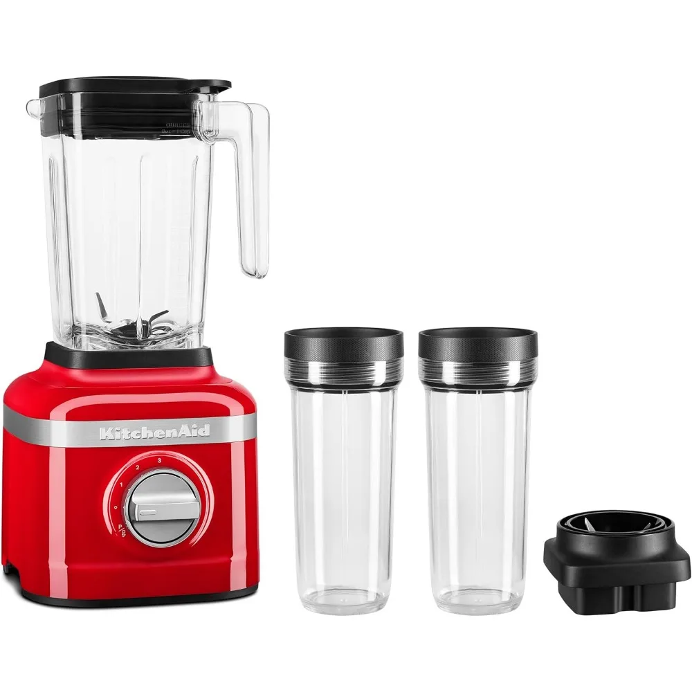 3 Speed Ice Crushing Blender with 2 Personal Blender Jars,Passion Red, 48 oz，Adjustable Speed Control，Stainless Steel