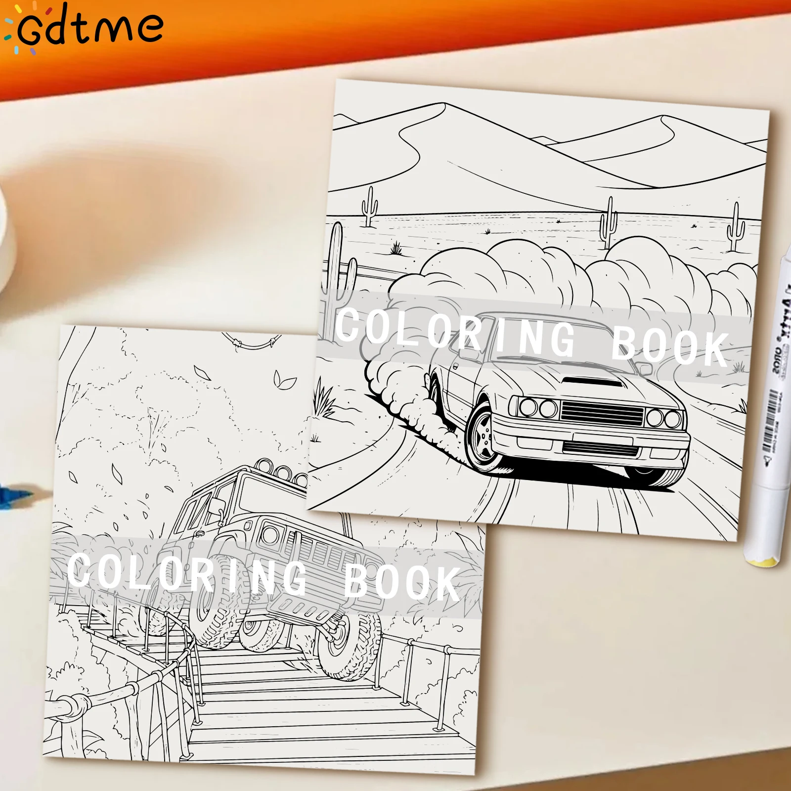 كتاب تلوين السيارة المتحركة الانجراف للبالغين، لعبة رسم مونتيسوري التعليمية لتخفيف التوتر والغطس الورقي ﻿