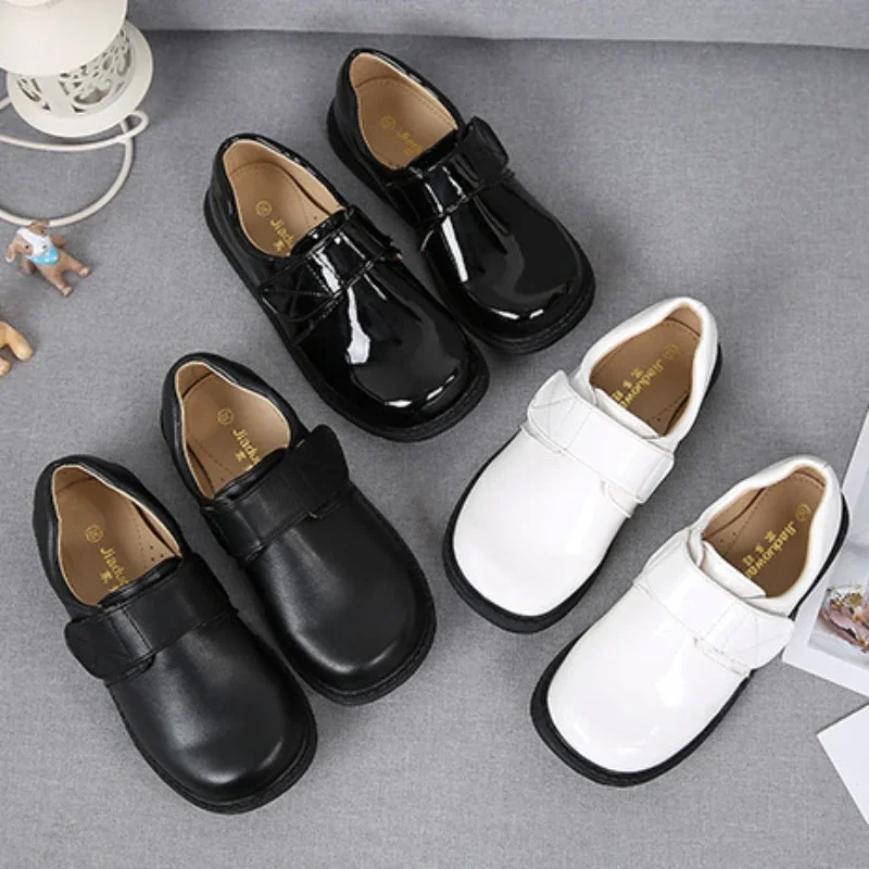 Children's Leather Shoes Black Shoes for Boys Spring Autumn Kids Causal Uniform Performance Flat Shoes for School Versatile Soft