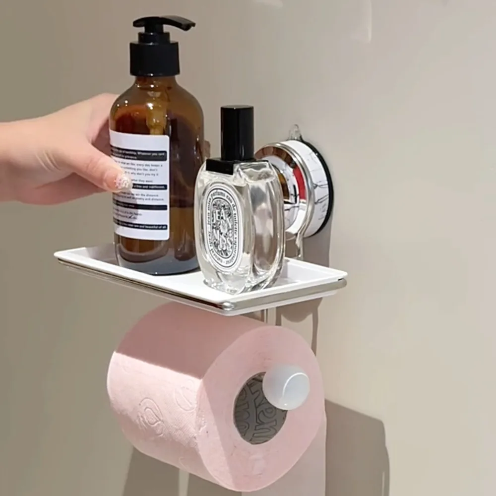 

Suction Cup Paper Towel Holder Wall Mounted Punch-free Roll Paper Dispenser No Drill Stable Toilet Tissue Hanger Household
