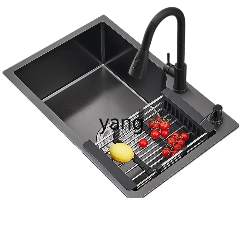 

TGF Black Nano Stainless Steel Japanese Style Handmade Kitchen Thickened Large Sink for Washing Vegetables