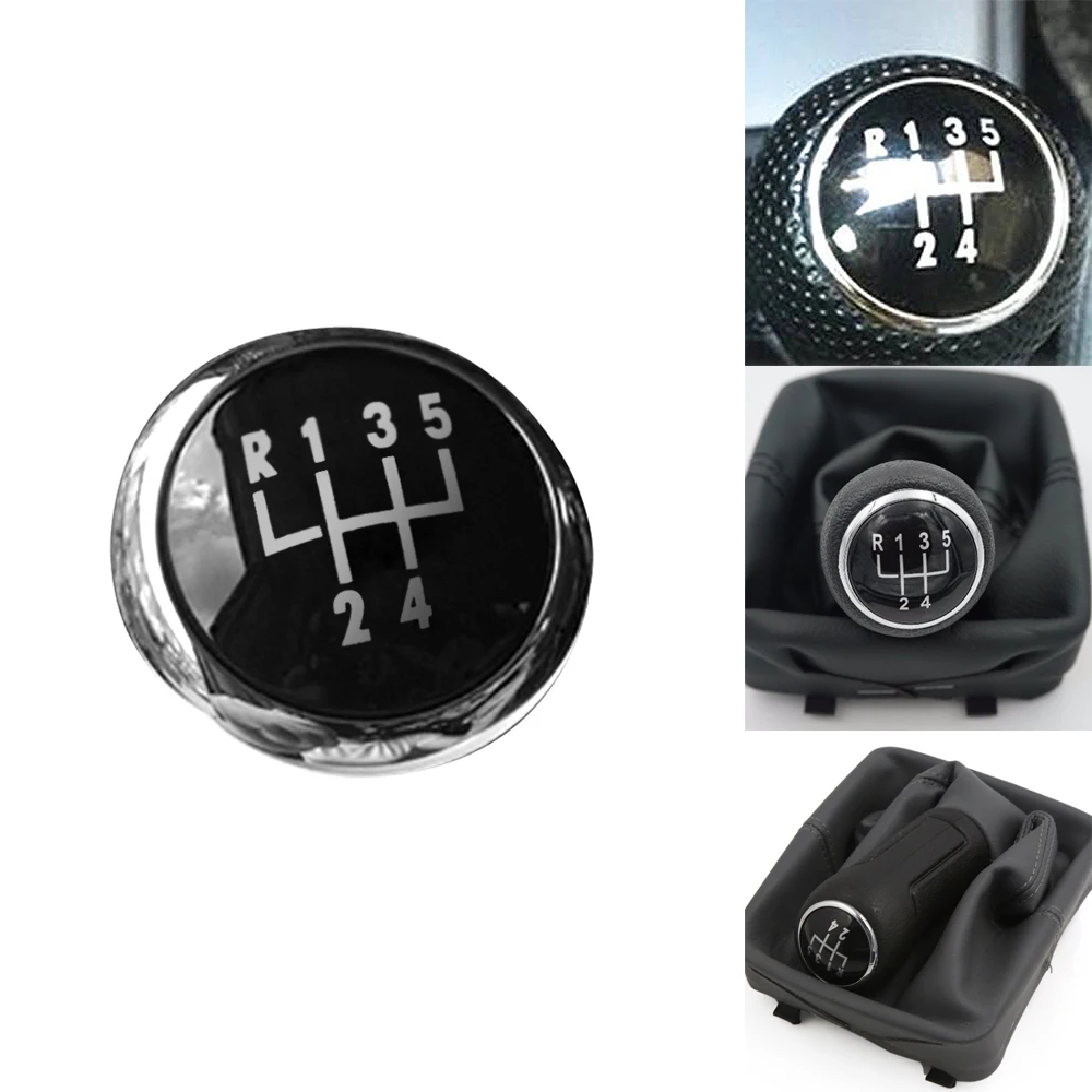 Car Gear Shift Knob Stick Cap 5 Speed Auto Gear Knob Cap Emblem Badge Decor Gear Shift Knob Cover for VW Golf Jetta Bora Polo