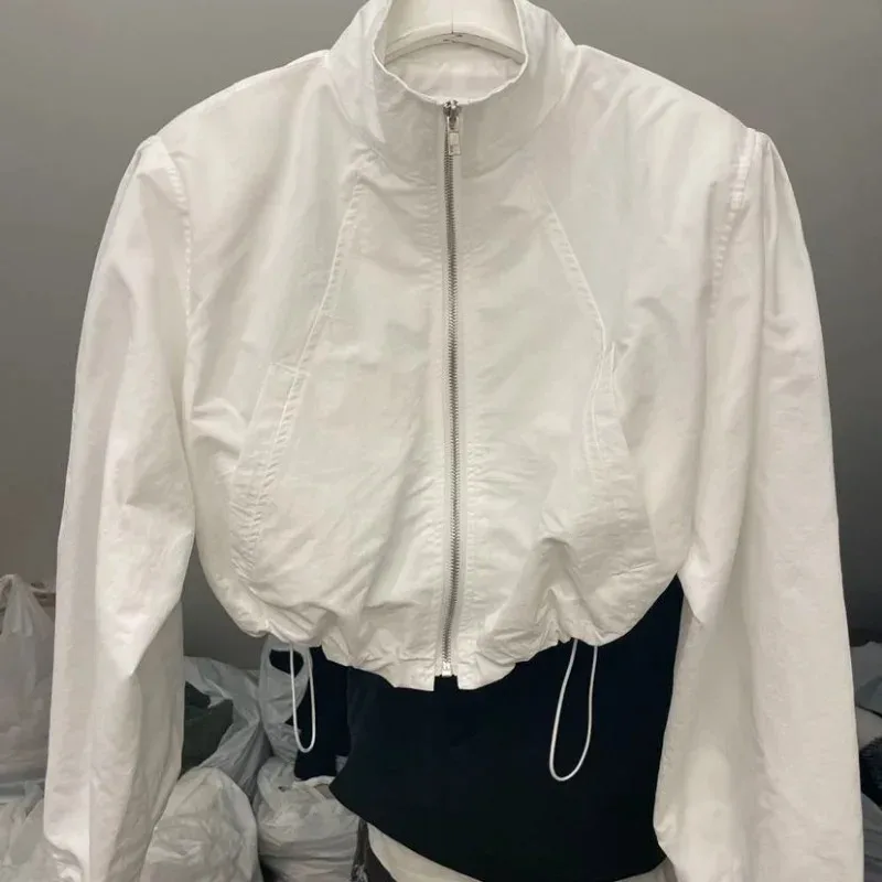 سترات نسائية كلاسيكية واقية من الشمس سترات مقصوصة كبيرة الحجم ملابس خروج بأكمام طويلة