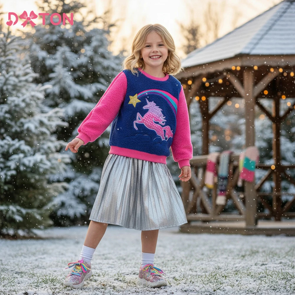 DXTON Baby Mädchen Fleece Tops Winter Oberbekleidung Kinder Warme Sweatshirts Polar Fleece Verdicken Kinder Sport Sweatshirt Outfits