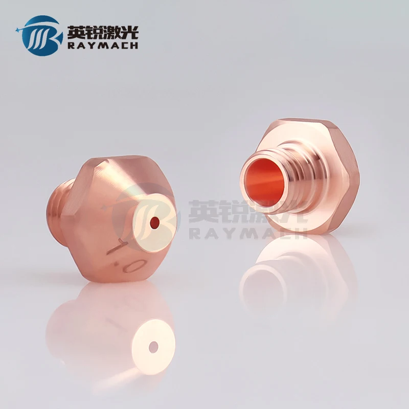 Raymach 레이저 노즐, 3D 섬유 레이저 튜브 절단기 부품, 단층 1.0mm 1.2mm, 적색 구리 M6 H10.5 노즐, 공장 가격