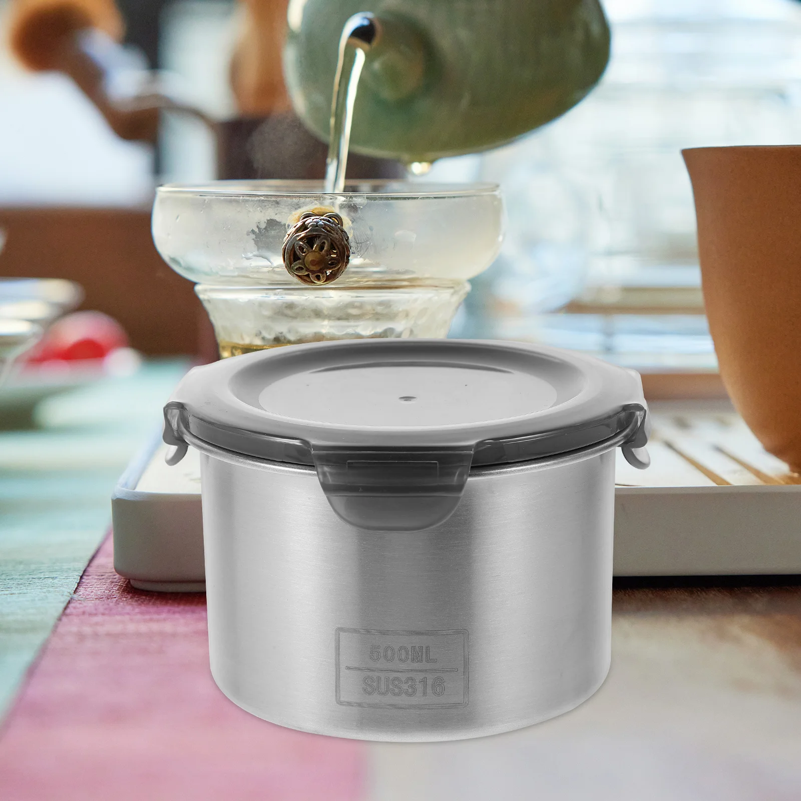 

Stainless Steel Airtight Canister Coffee Bean Storage Container for Kitchen Countertop Cereal Flour Sugar Rice Holder Sealed