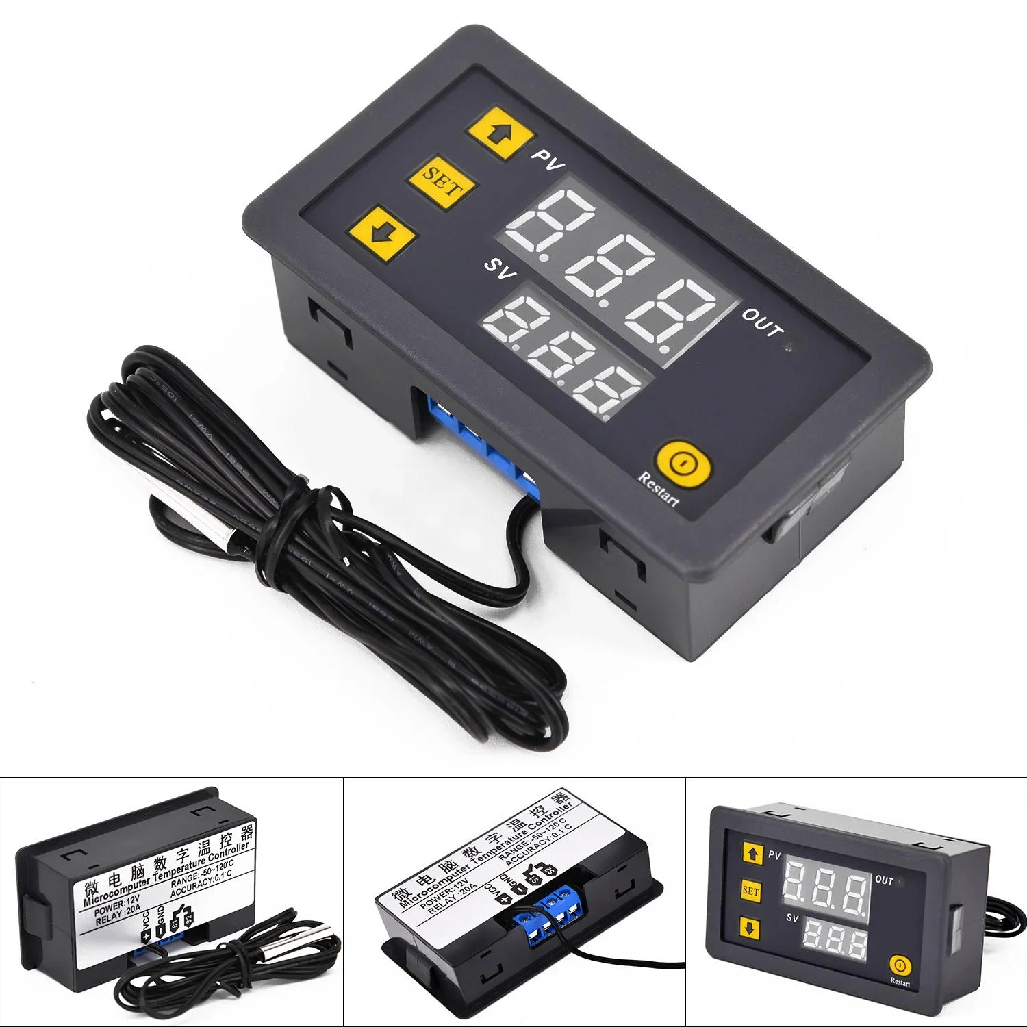 

Temp Temperature Controller Control LED Digital Waterproof Power Sensor Relay DC 12V 20A Display Thermostat New