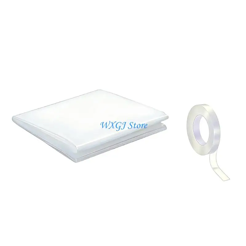 

37JE 31.5inch PVC Film with Double Sided Tape for Broken Window Glass Fix Easy Installation Car Window Covering Film