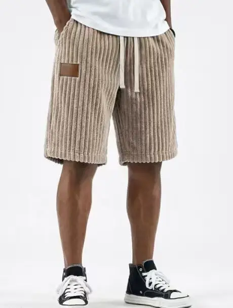 2025 Neue Herren Retro Cord-Freizeithosen Herren Mode Einfarbige Jogginghosen Harajuku Cord-Kurzhosen Neue Herrenkleidung Roupas – Detail 7