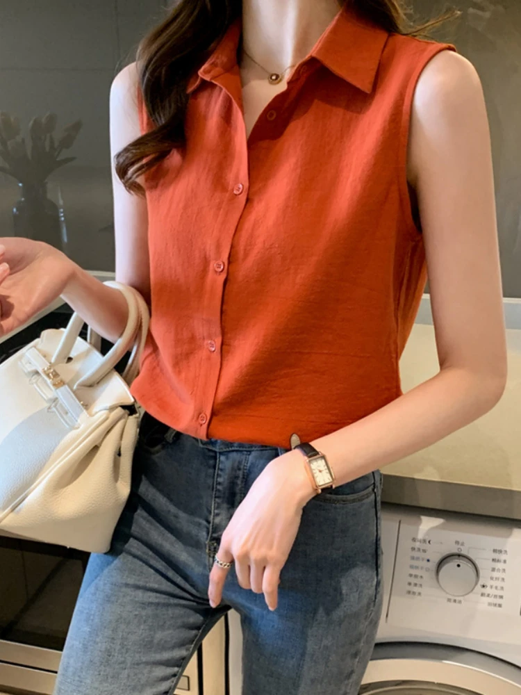 Summer Women Shirt Sleeveless Womens Tops and Blouses Elegant Yellow Blouses for Women Basic Womens Blouses OL Clothes for Women