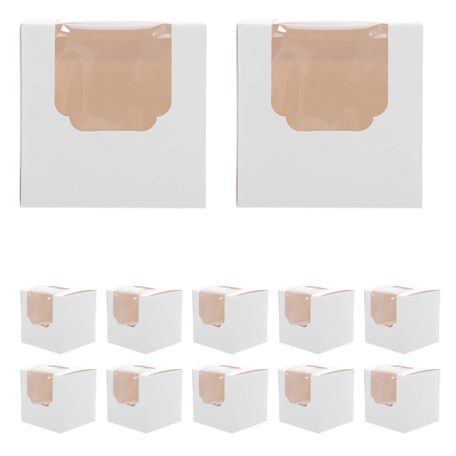 

25Pcs Mini Cupcake Carrier Kraft Paper Bakery Boxes with Window for Individual Pastries Cookies Treats Baked Goods Container