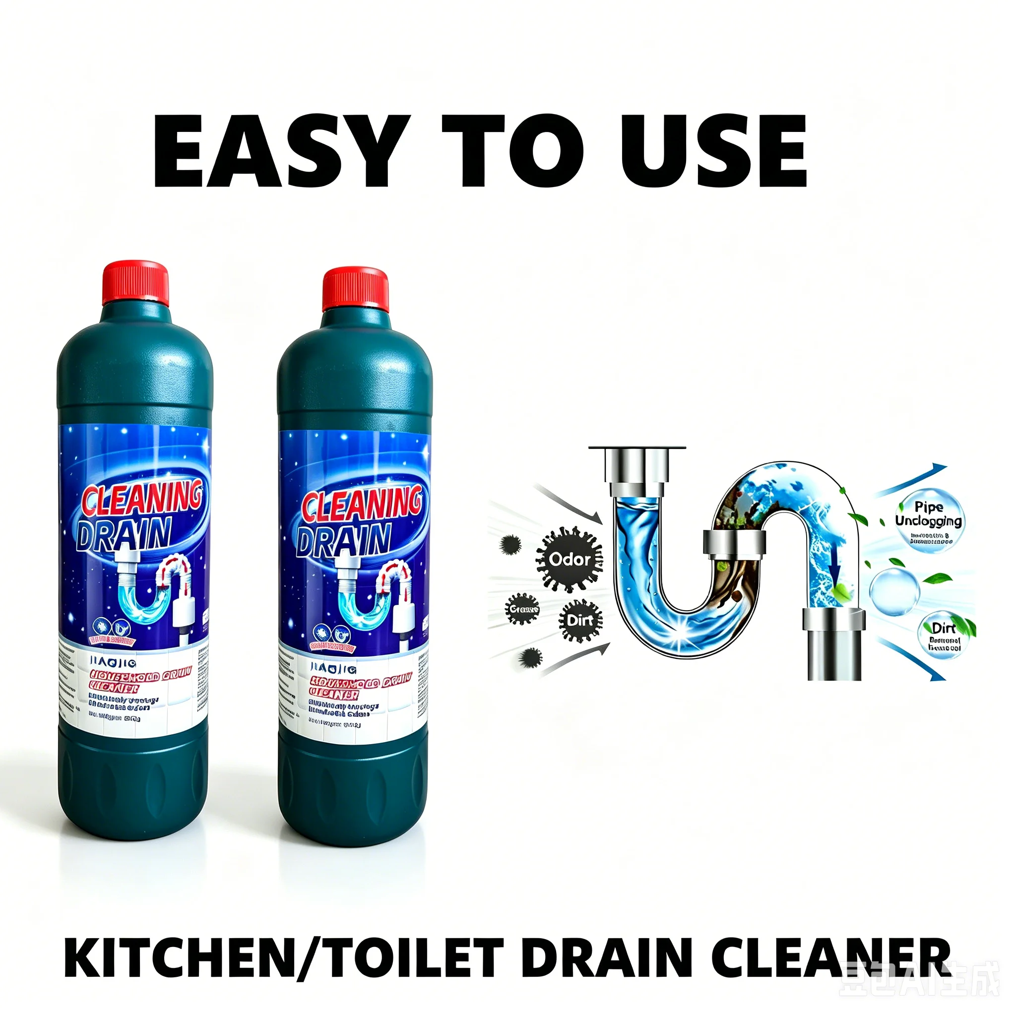 Drain Clog Remover 2 Pack, Drain Clog Dissolver, Opener-Cleaner, Toilet Clog Remover-Professional Strength Liquid Pipe Build Up
