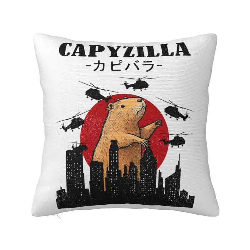 Funny Capybara Rodent Capyzilla Cushion Cover 50*50 cm Velvet Throw Pillow Case Living Room Decoration Bedding Sofa Pillowcase