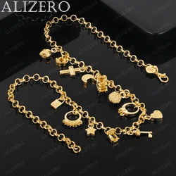 ALIZERO 18K Gold Ring / Star / Moon / Heart / Cross Charms Necklaces 18 Inches Women Fine Jewelry Wholesale Trend Chain Necklace