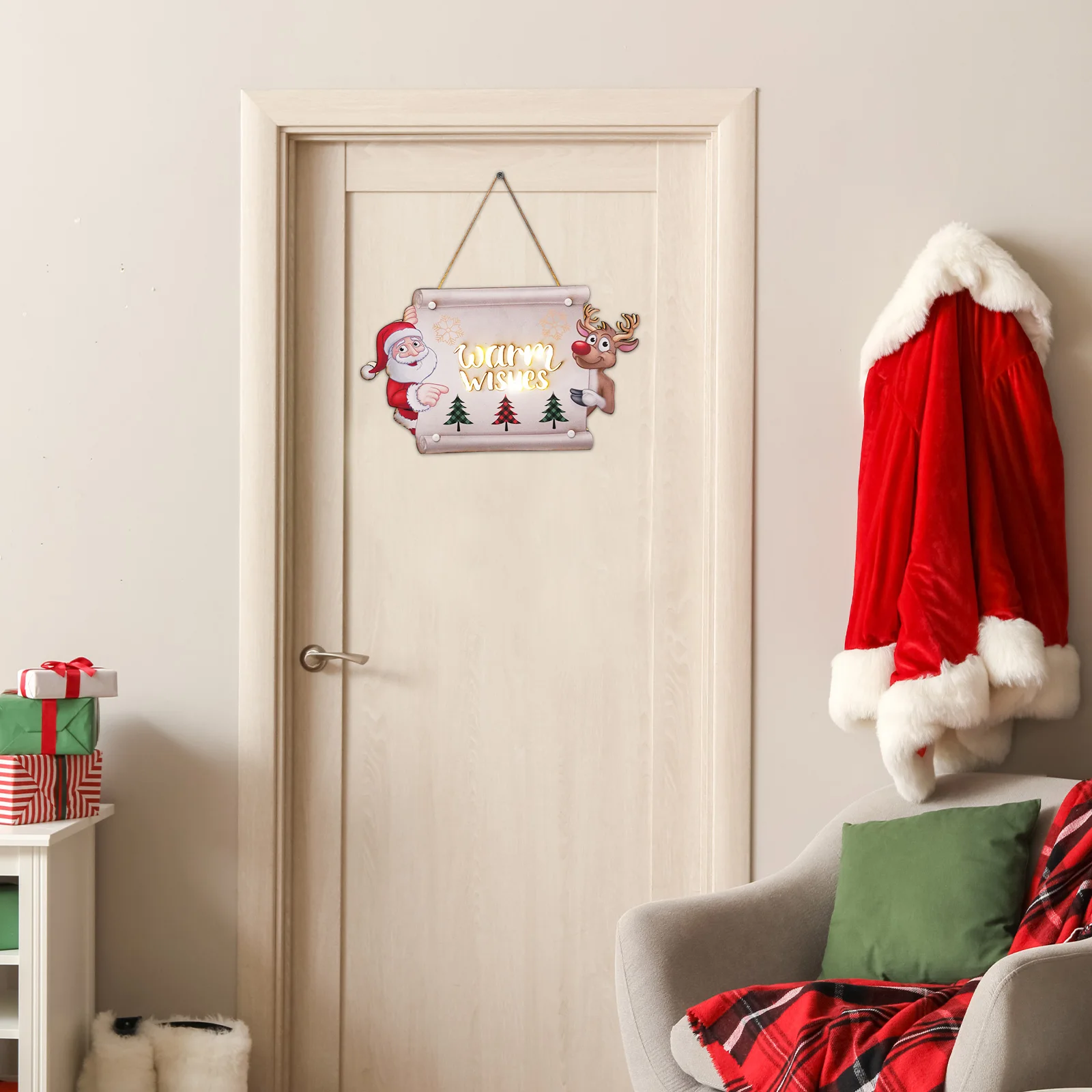 Treo Ký Gỗ Nhà Trang Trí Giáng Sinh Cây Nhiều Màu Trang Trí Cho Cửa Trước Hiên Nhà Navidad Tặng Năm Mới 2022