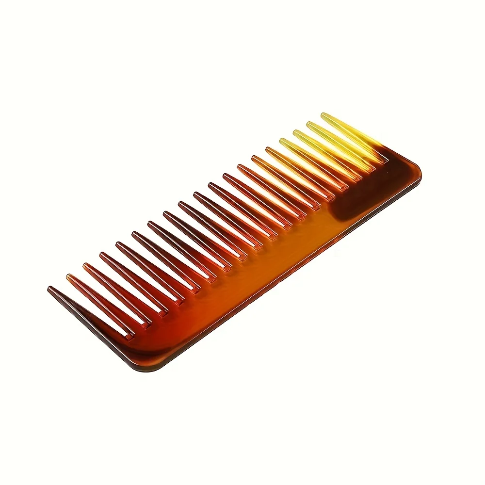 Amber Wide Tooth Comb, No-Handle Detangling Comb for Wet Curly Hair, Salon Styling Comb for Coily Hair, Unisex Hair Care Tool