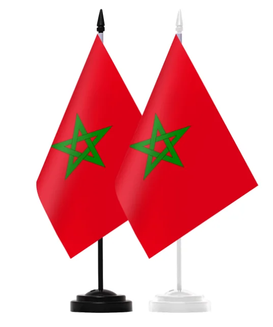 Wholesale Morocco Flag 14x21 Cm Silver/Gold/Black Or White   Table Desk Flag For Home Decoration