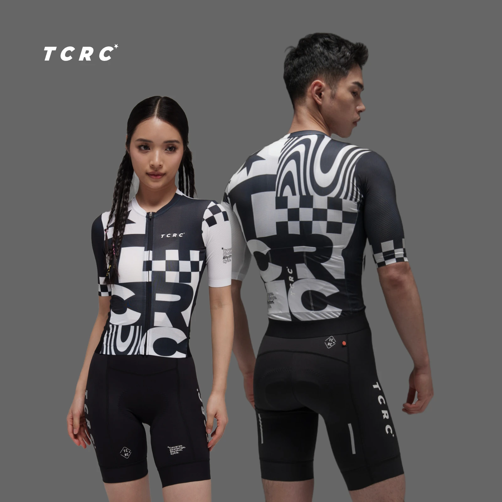 

Веломайка TCRC унисекс с коротким рукавом, черно-белая в клетку, летняя, сетчатая, дышащая, на молнии YKK, 2026