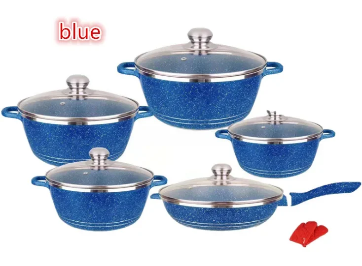 Korean Style Multifunctional Household 6ps Non Stick Set Pot Kitchen Universal Suitable For Gas Stoves Cast Iron Cookware G
