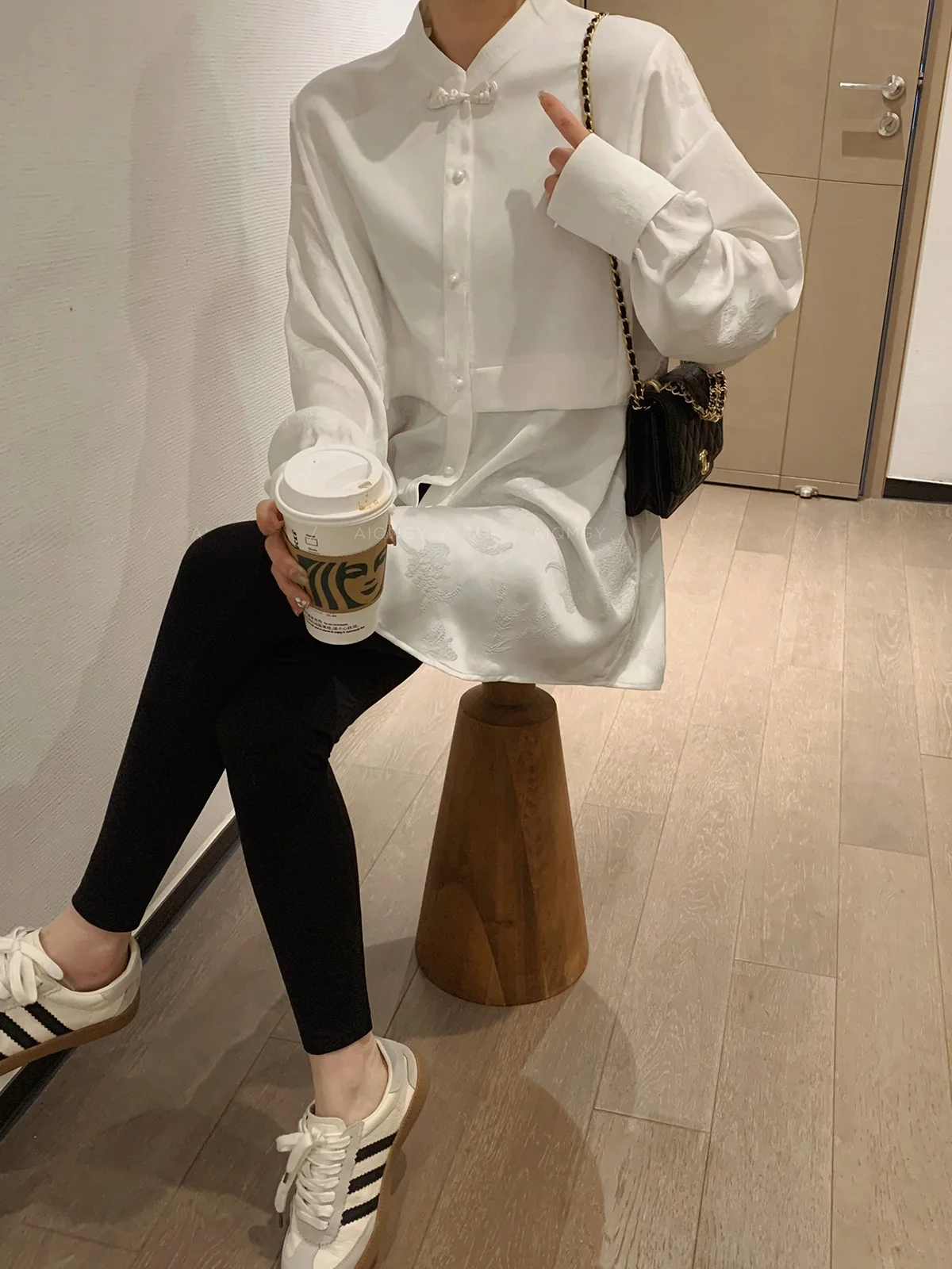 

Женская свободная блузка Love Devil Fi White Design в китайском стиле с длинным рукавом, весна 2026, дышащая, комфортная, приятная для кожи