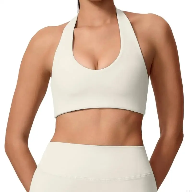 Damen-Trainings-Sport-BH, U-Ausschnitt, Racerback, Twist Tie, X-Rücken, abnehmbare Körbchen, weicher Stoff für Workout, Laufen – Detail 2