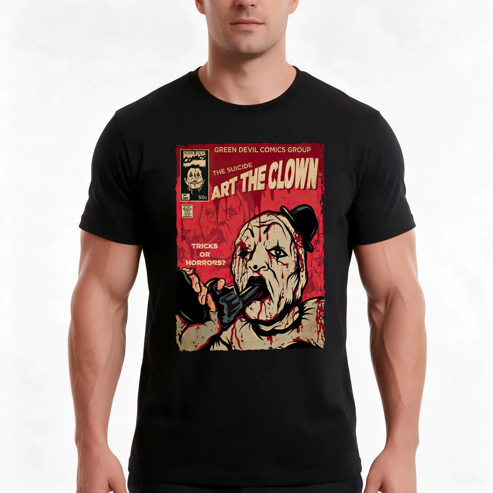 Terrifier Mister Nice Clown T-Shirt, Summer Casual Cotton Tee, Oversized Streetwear Tops, Vintage Graphic Print, 100% Cotton