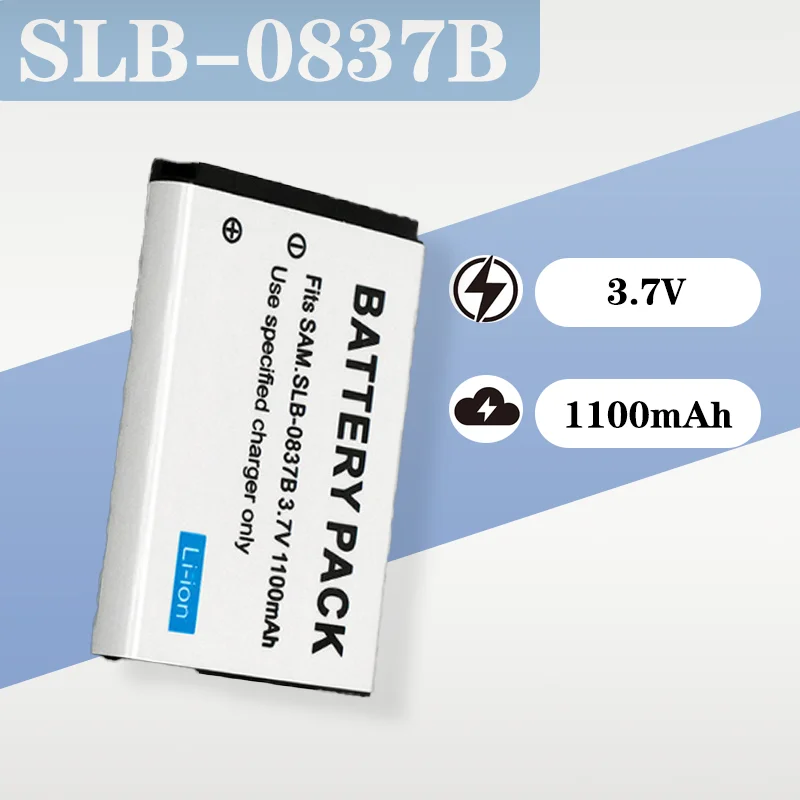 Durable Fully Decoded 1100mAh SLB-0837B Lithium Battery 3.7V Compatible with Samsung Cameras