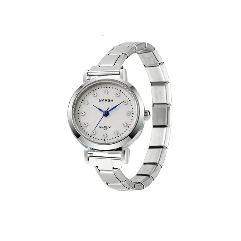 Dainty Round Italian Charm Quartz Watch High-End Texture Detachable Modular Link Band Ins Daily Stacking Women Jewelry Watch