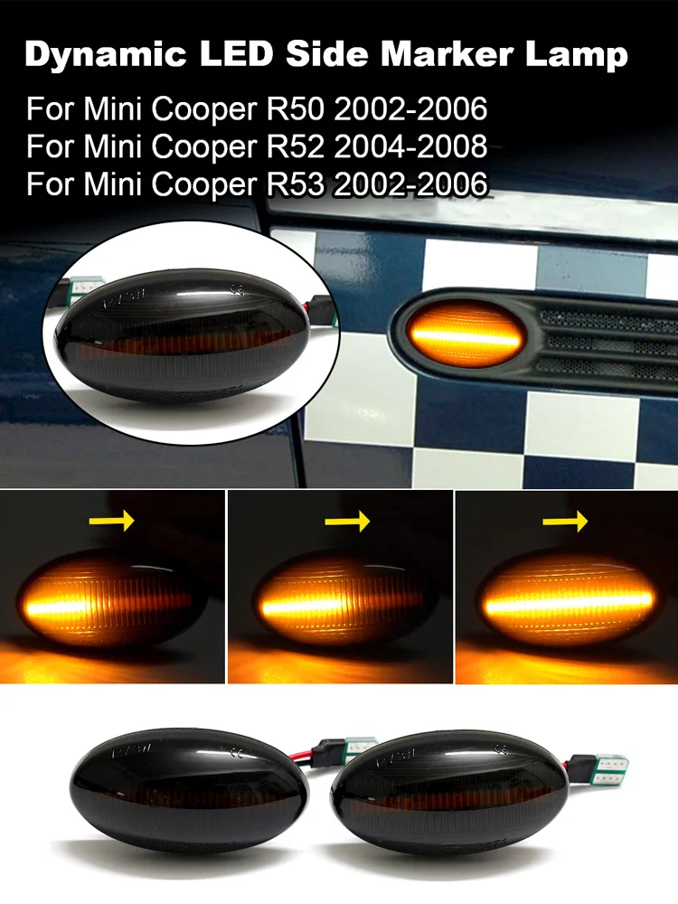 Pour BMW pour MINI Cooper R50 R52 R53 2002-2008 marqueur de garde-boue LED dynamique lumière coulante marqueur latéral répéteur lampe dynamique 2 pièces