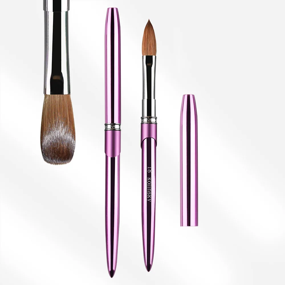 Sweet-Z 100% Kolinsky Acrylic Nail Brush Size 2-18 Pink Purple Copper Metal Handle High Quality Drawing Brush for Acrylic Powder