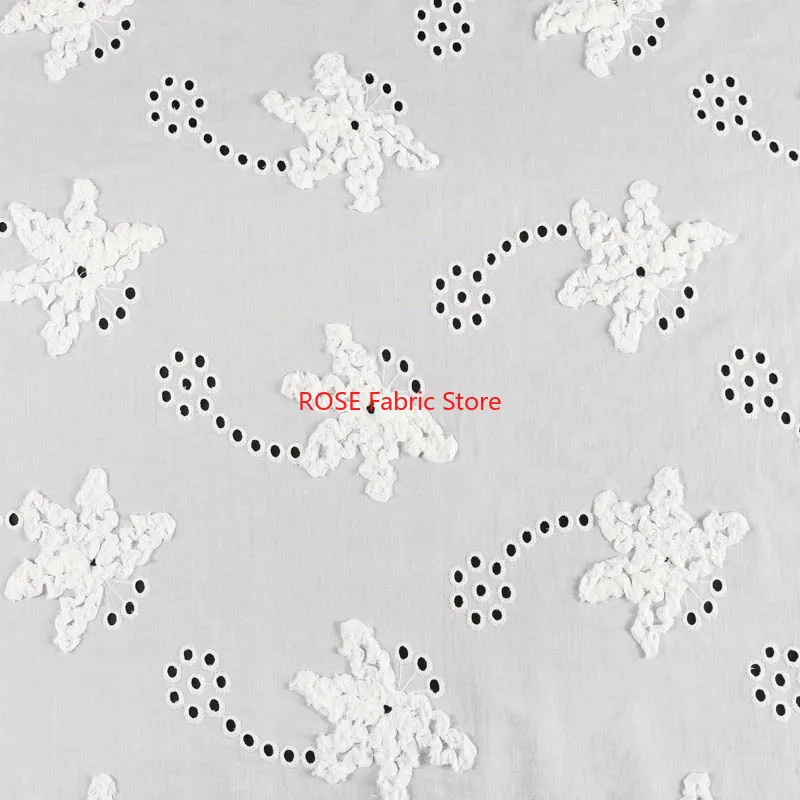 1 Meter 100% Cotton Embroidered Fabric 3D Braided Eyelet Dress Sewing Lace Fabric