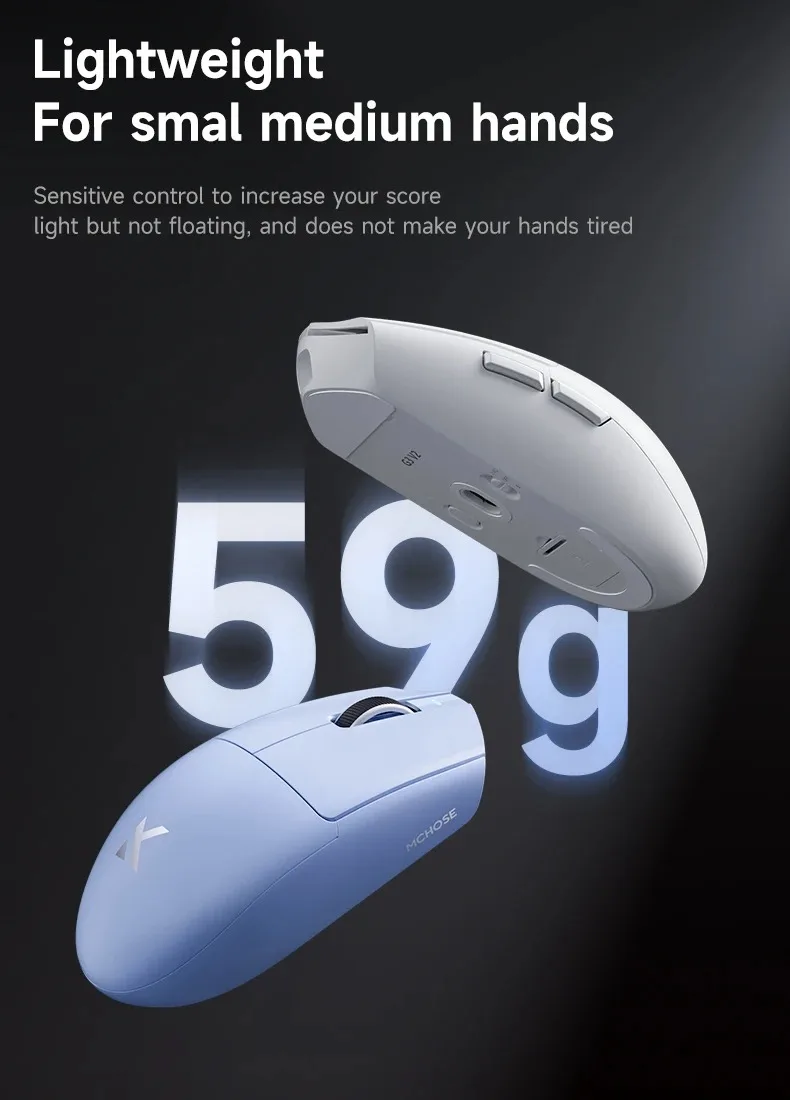 MCHOSE G3 V2 Pro Kabellose E-Sports-Maus Leichtgewichtig Drei Modi Bluetooth PAW3395 Hochleistungsfähig 800mAh Spiel- und Büromaus 59g – Detail 4