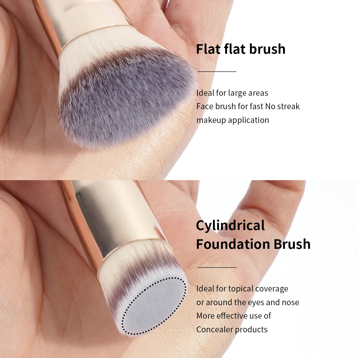 Conjunto de pincéis de base, 2 peças, para creme líquido, pó, contorno, polimento, corretivo, pincel facial, maquiagem cosmética, kit de ferramentas de beleza
