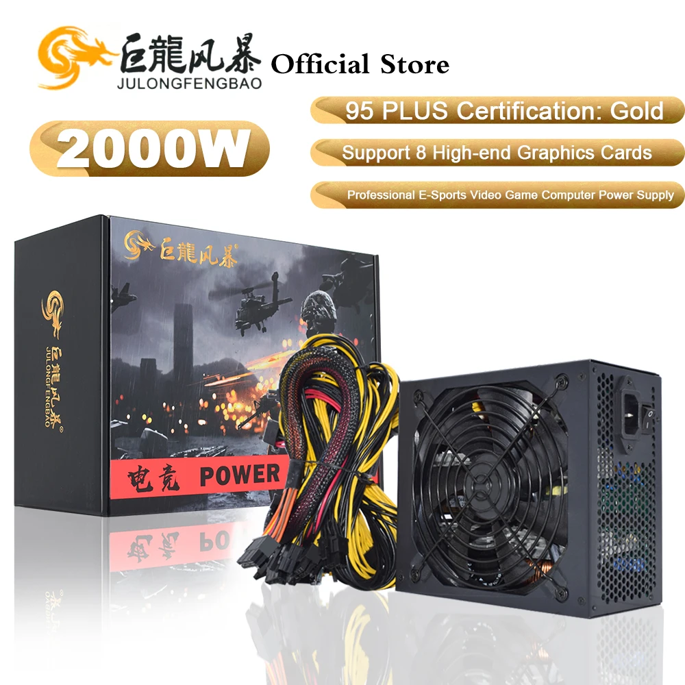 

95% Efficiency ETH Bitcoin ETC RVN Mining Psu ATX 2000w Power Supply For All Kinds of Graphics Machine Connectable 8GPU